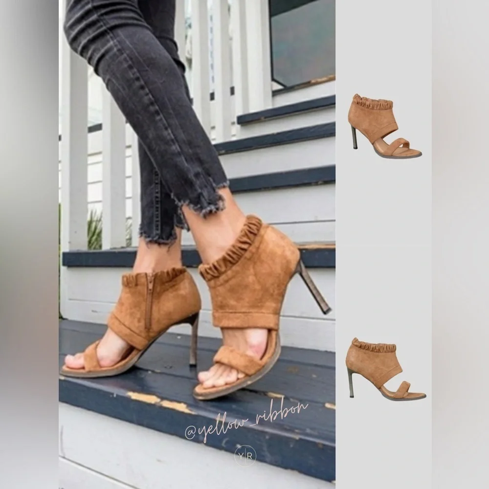 🆕 Taupe Vegan Suede Peeptoe Booties